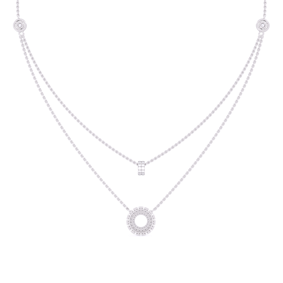 Unique Multi Layer and Bar Diamond Necklace